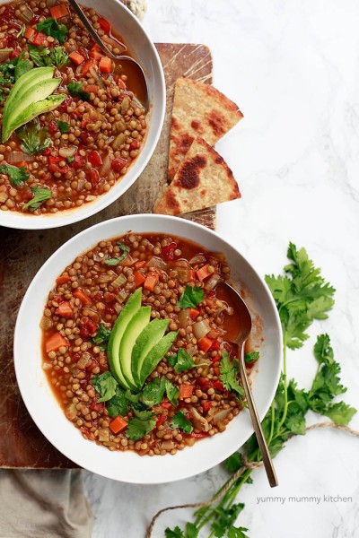 Healthy vegetarian and vegan Mexican lentil soup recipe